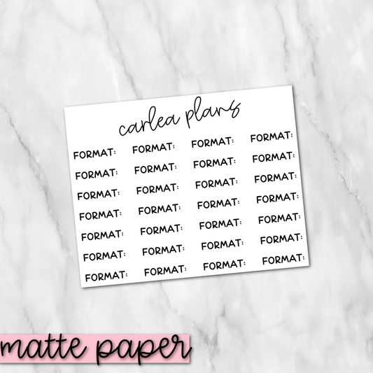 Format Scripts | Matte Paper | Journaling Stickers