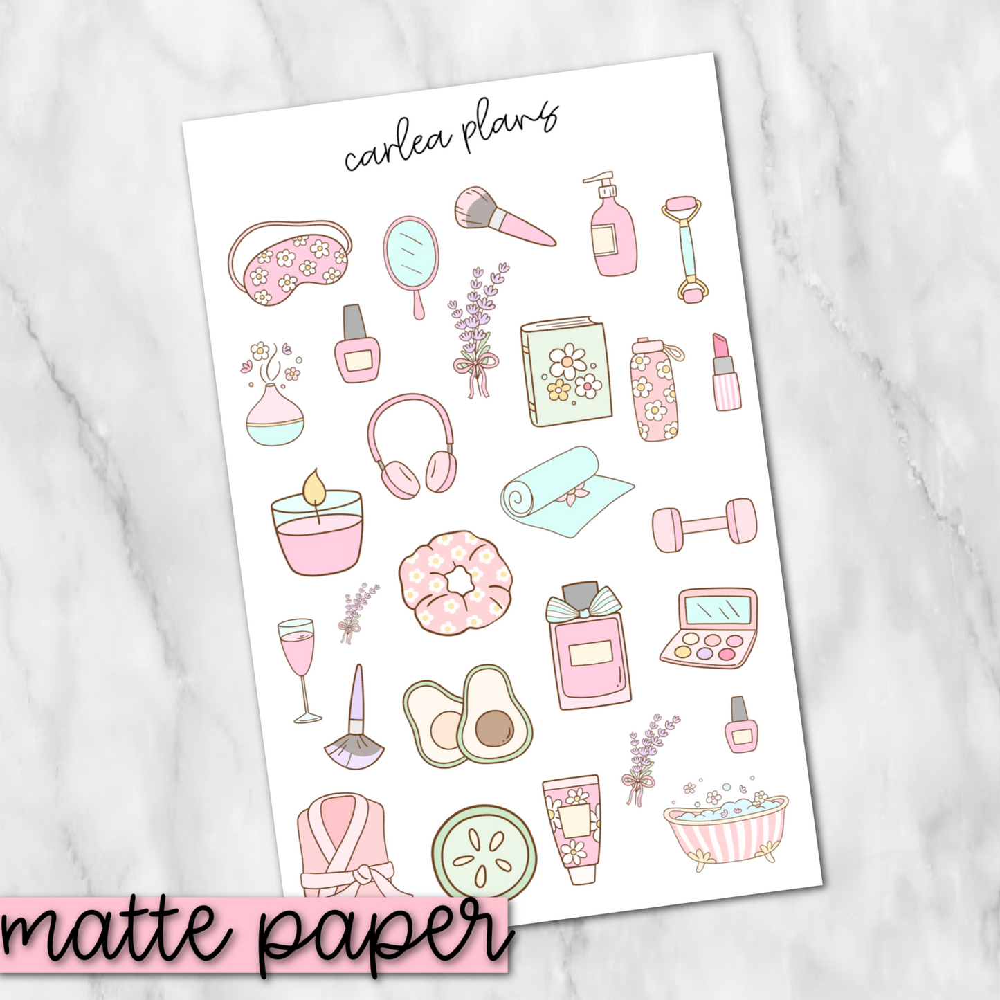 Girly Self Care Deco | Matte Paper | Journaling Stickers