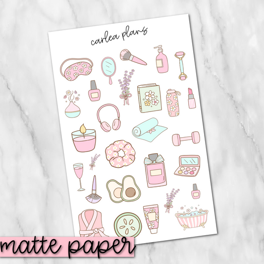 Girly Self Care Deco | Matte Paper | Journaling Stickers