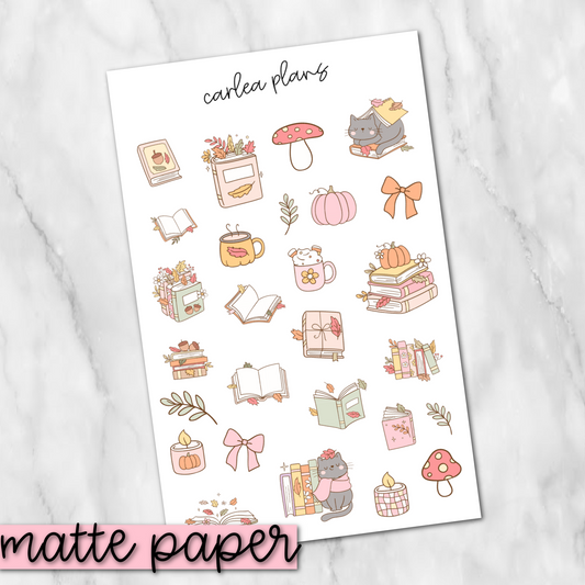 Fall Reading Deco | Matte Paper | Journaling Stickers