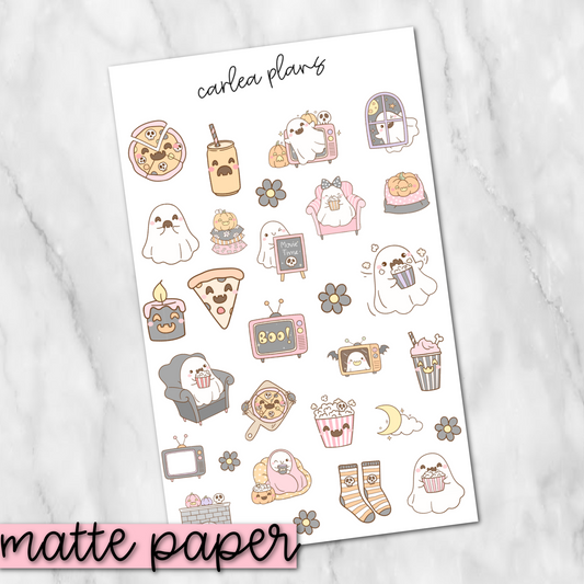 Spooky Movie Night Deco | Matte Paper | Journaling Stickers