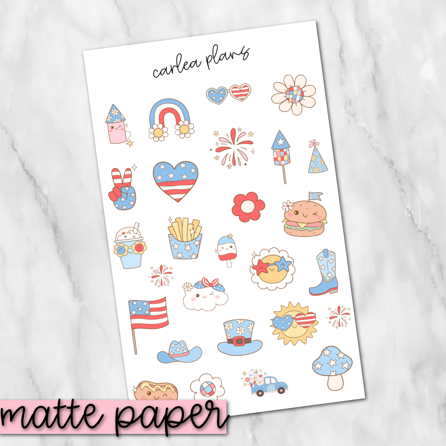 Groovy Fourth of July Deco | Matte Paper | Journaling Stickers