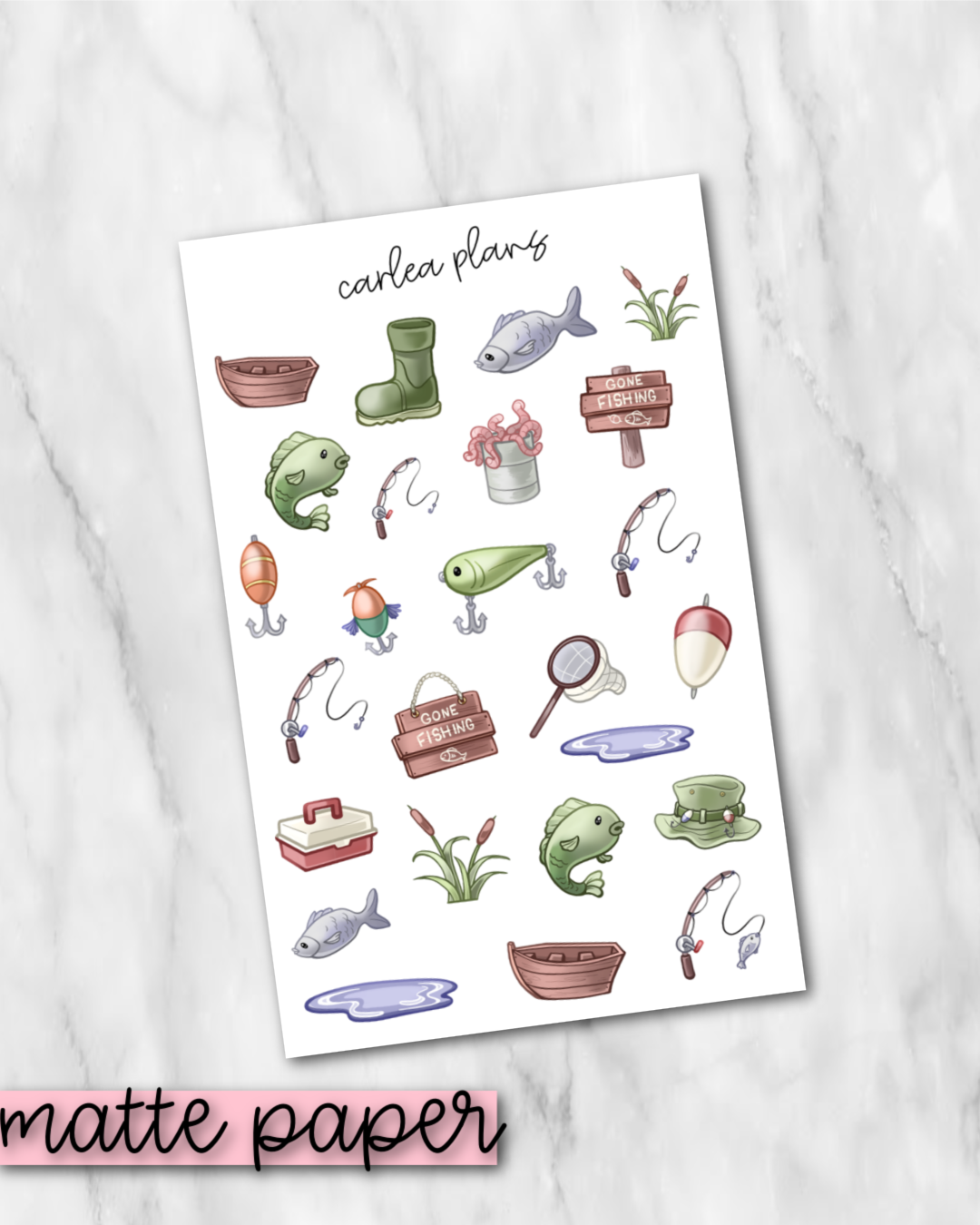 Gone Fishing Deco | Matte Paper | Journaling Stickers