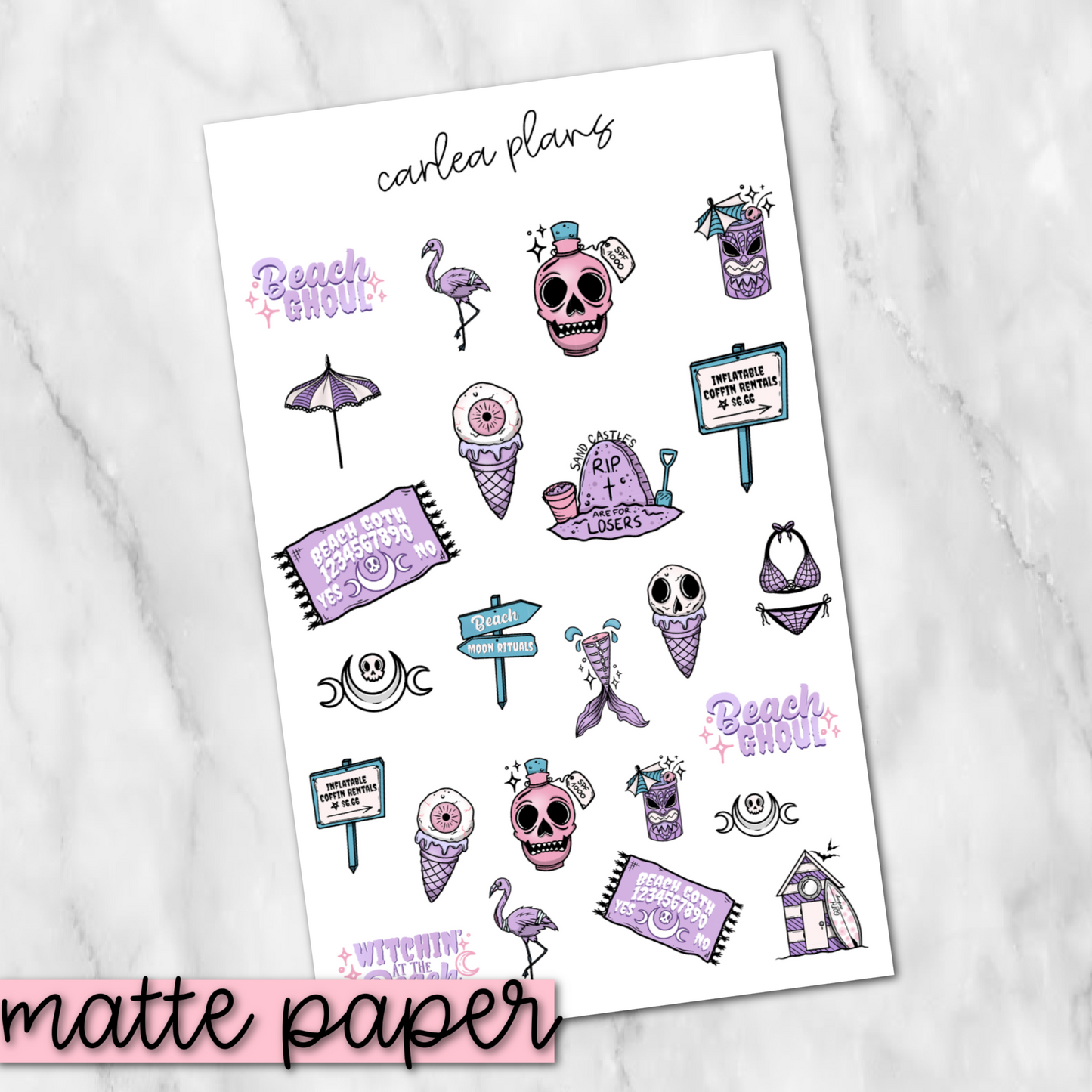 Beach Goth Pastel Deco | Matte Paper | Journaling Stickers