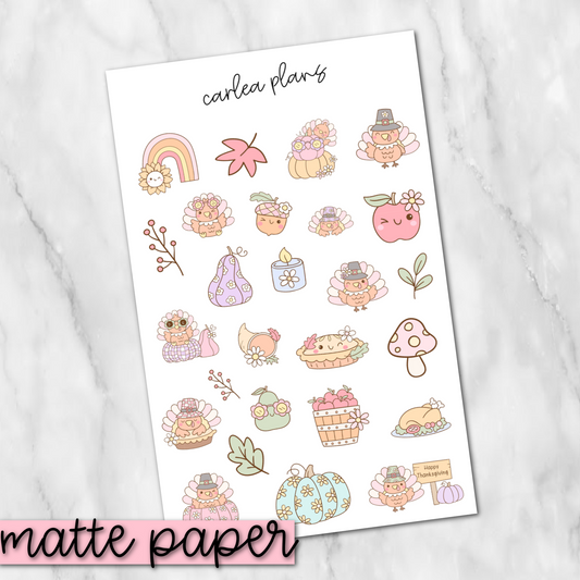 Groovy Thanksgiving Deco | Matte Paper | Journaling Stickers