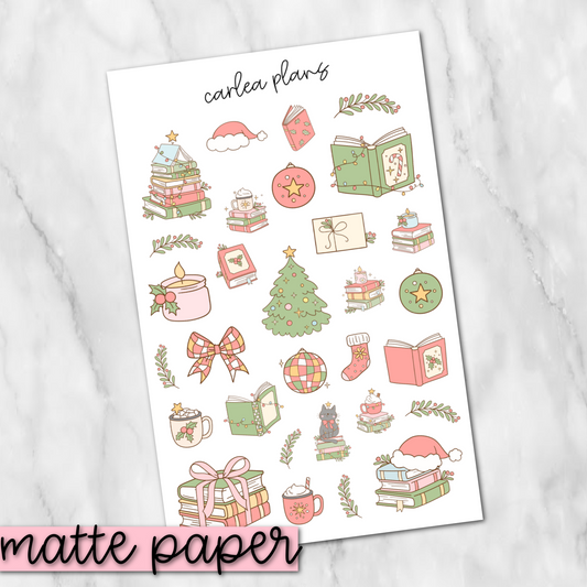 Christmas Bookish Deco | Matte Paper | Journaling Stickers
