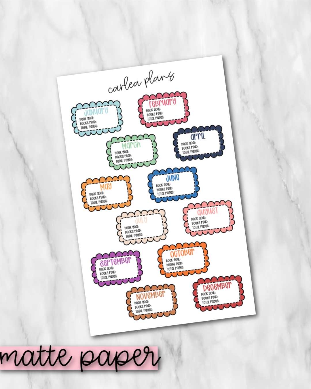 Monthly Book Tracking | Matte Paper | Journaling Stickers