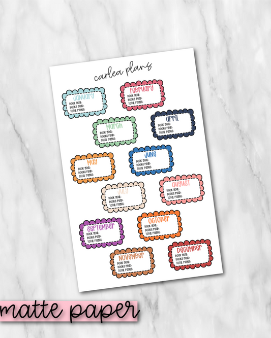 Monthly Book Tracking | Matte Paper | Journaling Stickers