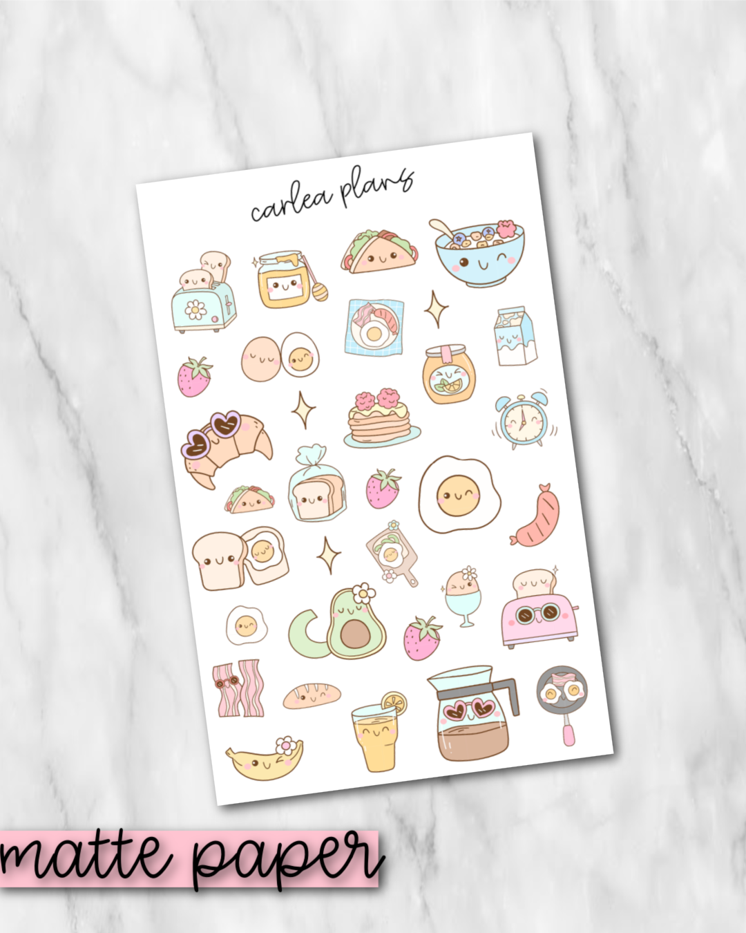 Cute Breakfast Deco | Matte Paper | Journaling Stickers
