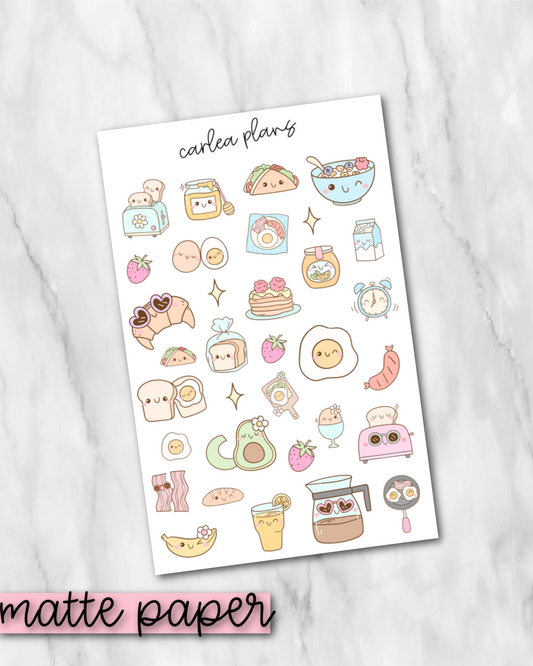 Cute Breakfast Deco | Matte Paper | Journaling Stickers