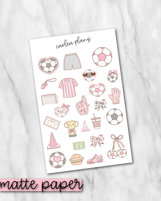 Girly Soccer Deco | Matte Paper | Journaling Stickers