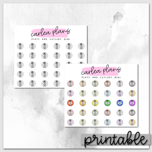 Plate and Cutlery Mini Icons | Printable Icons