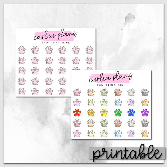 Paw Print Mini Icons | Printable Icons