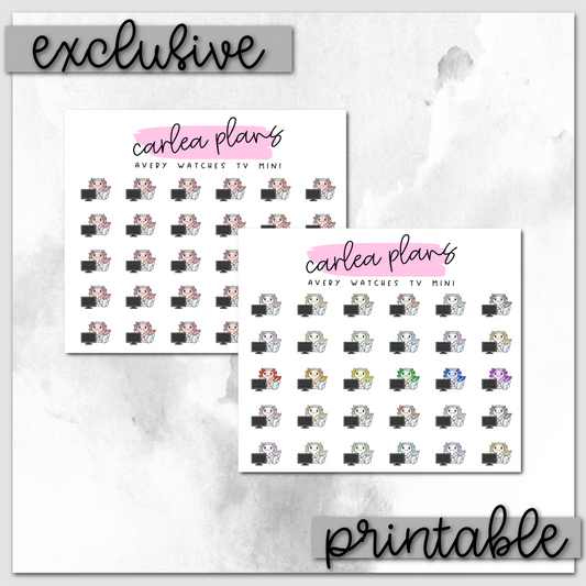 Avery Watches TV Mini Icons | Printable Characters