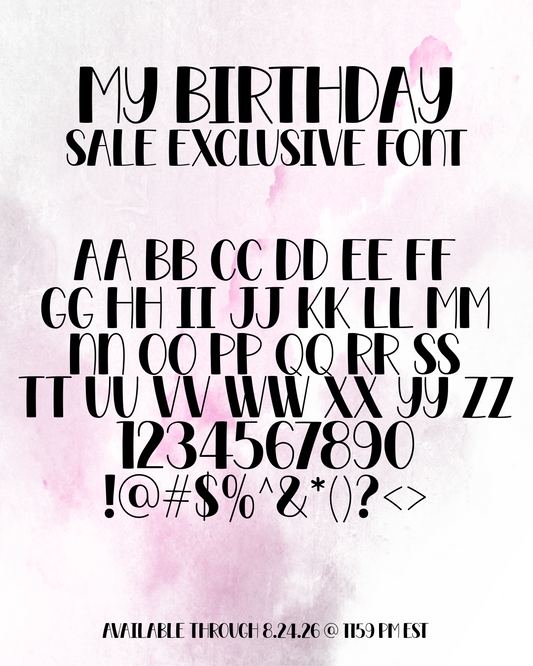 My Birthday Sale Exclusive Font Custom Scripts