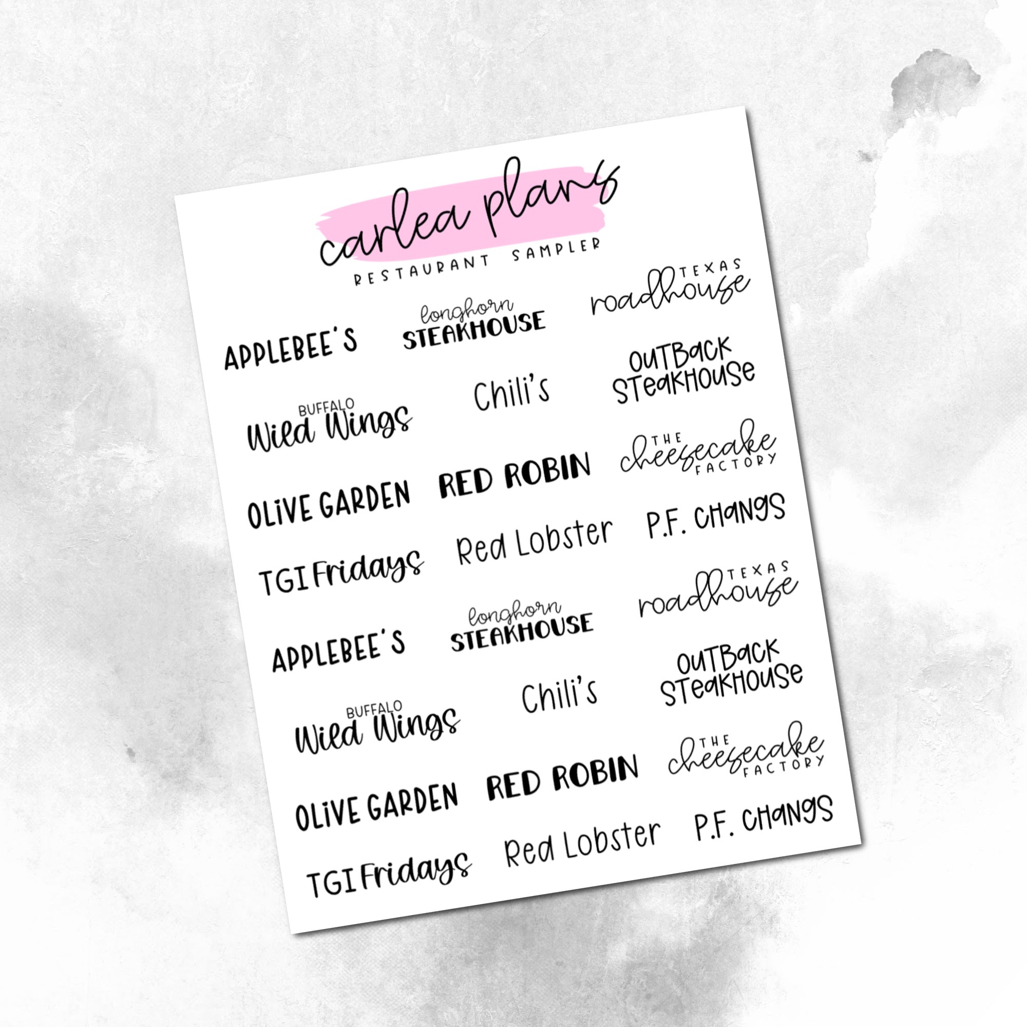 Food Script Display Restaurant Sampler Scripts – CarleaPlans