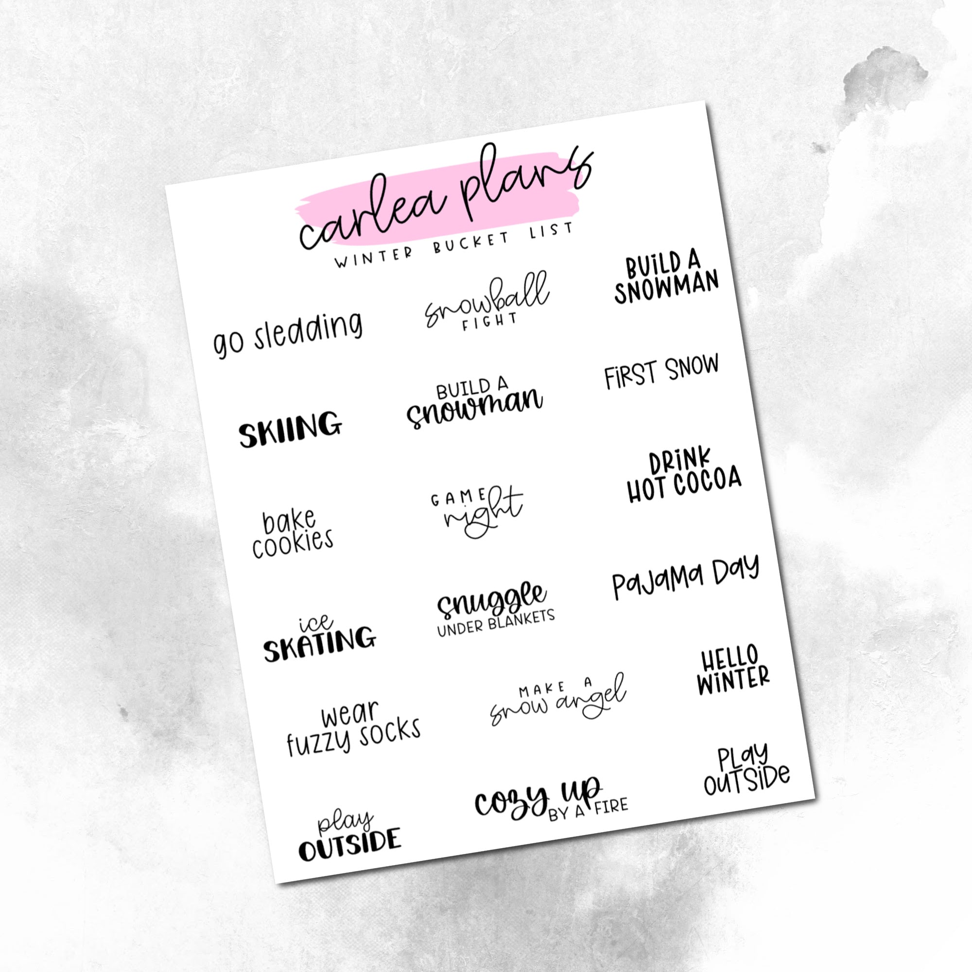 Winter Bucket List Scripts – CarleaPlans