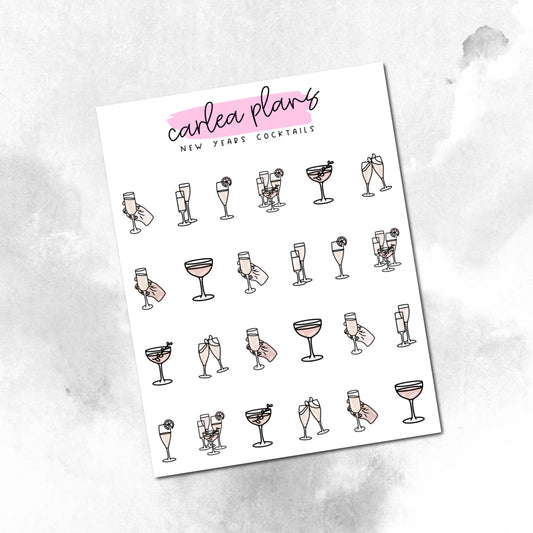 New Years Cocktails Icons
