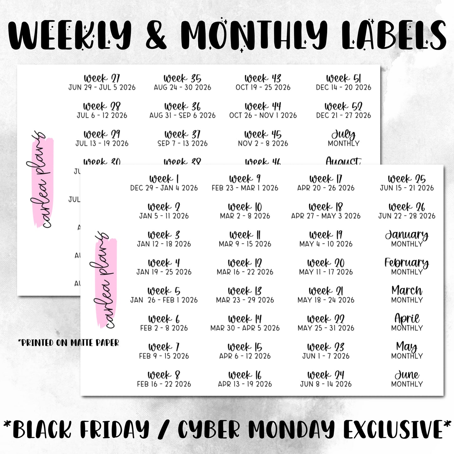 Weekly & Monthly Labels 2026