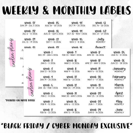 Weekly & Monthly Labels 2026