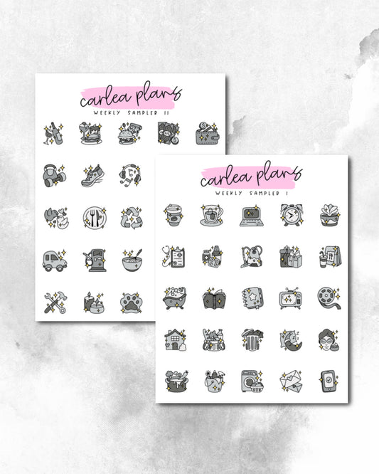 Weekly Sampler Icons | Greyscale Shine