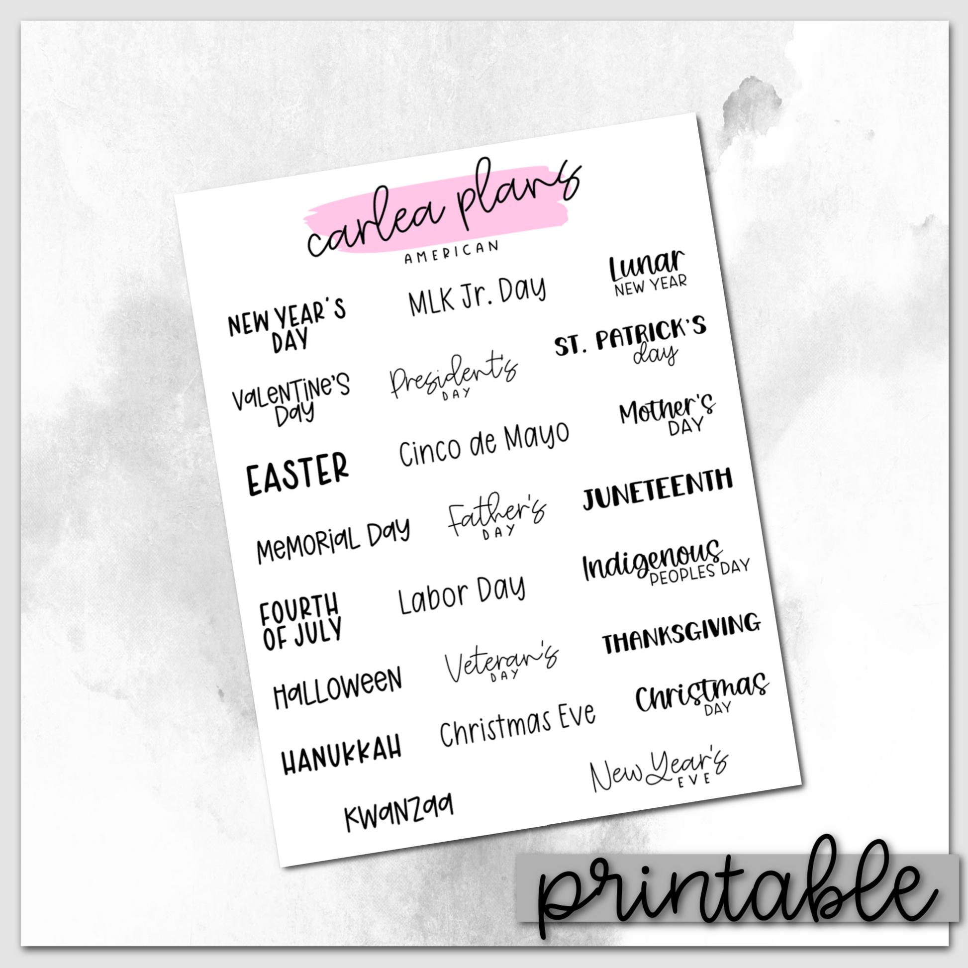 US Holidays Scripts Printable Scripts CarleaPlans