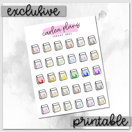 Classic Subway Bag Icons | Printable Icons