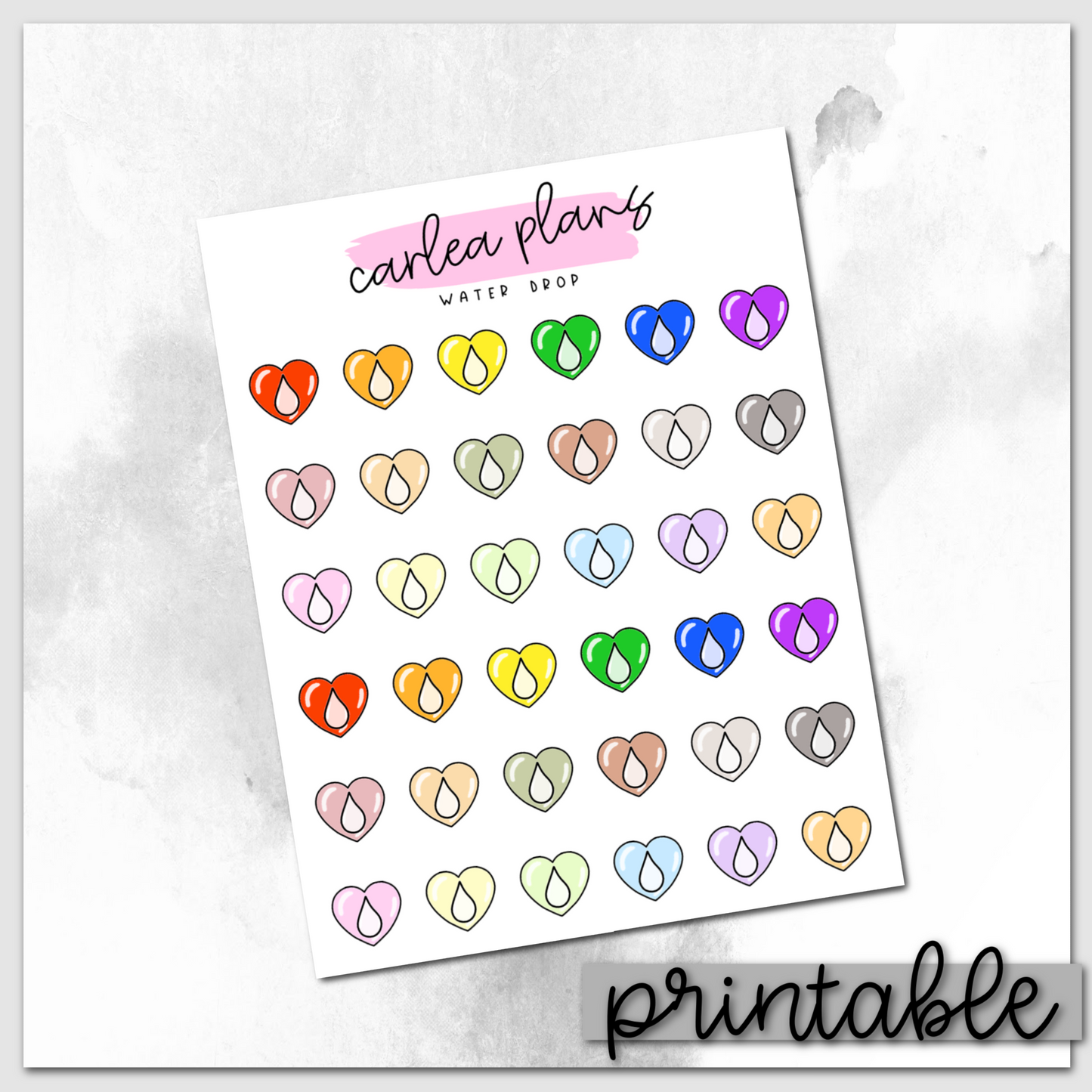 Water Drop Heart Icons | Printable Icons