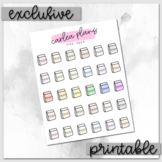 Colored Five Guys Bag Icons | Printable Icons