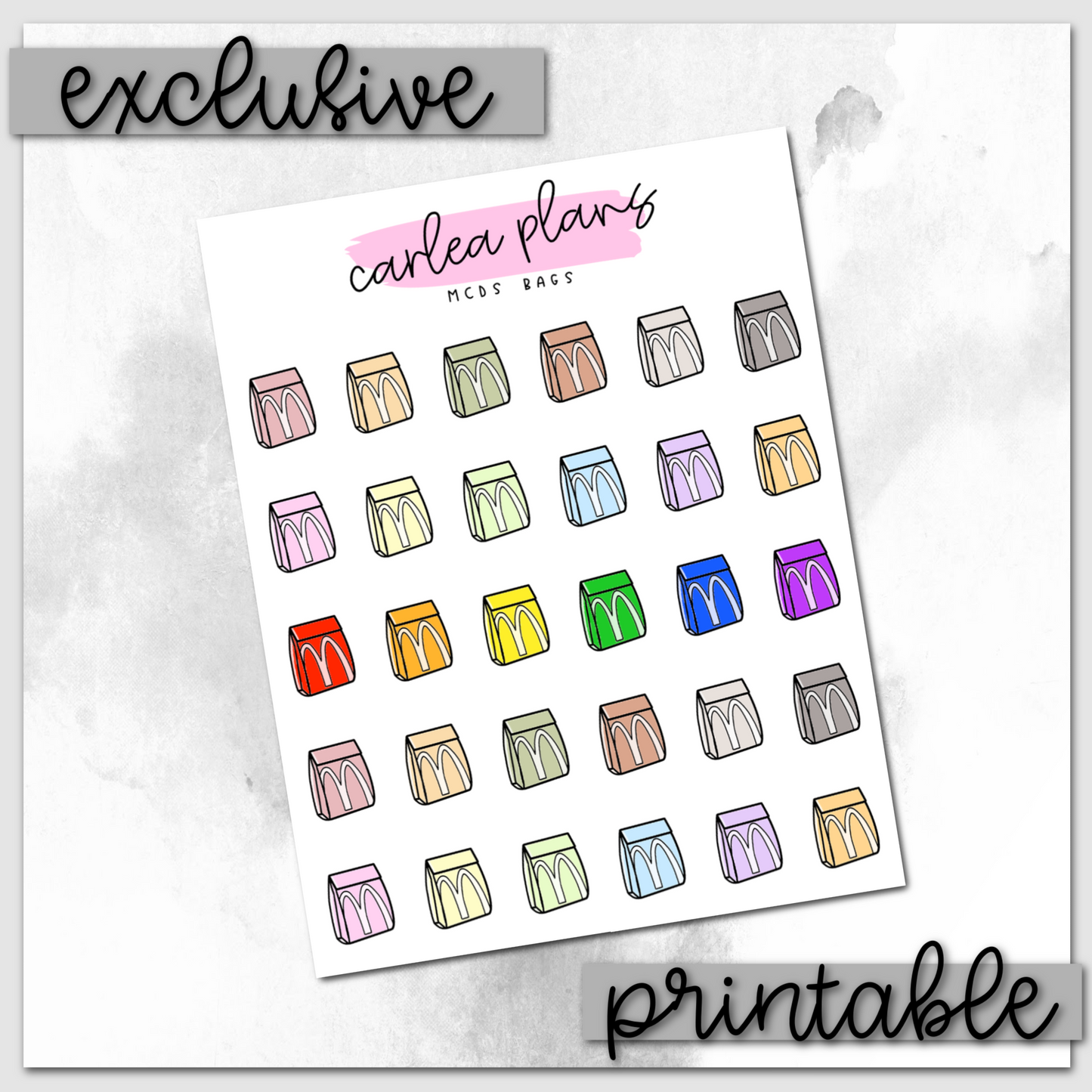 Colored McDonald's Bag Icons | Printable Icons