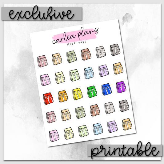 Colored McDonald's Bag Icons | Printable Icons