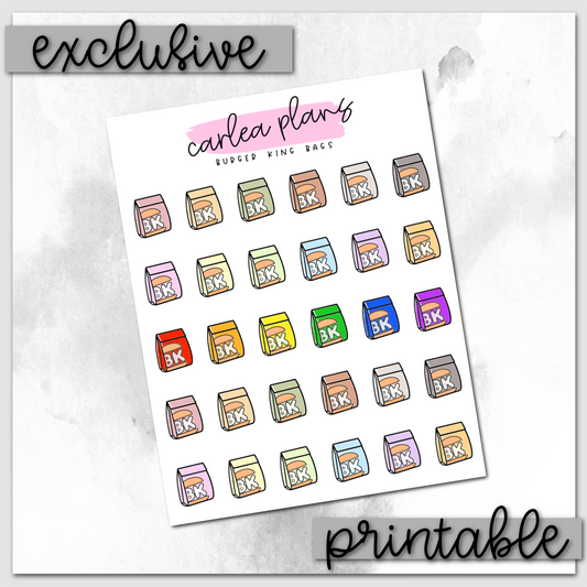 Colored BK Bag Icons | Printable Icons