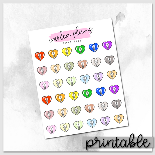 Light Bulb Heart Icons | Printable Icons