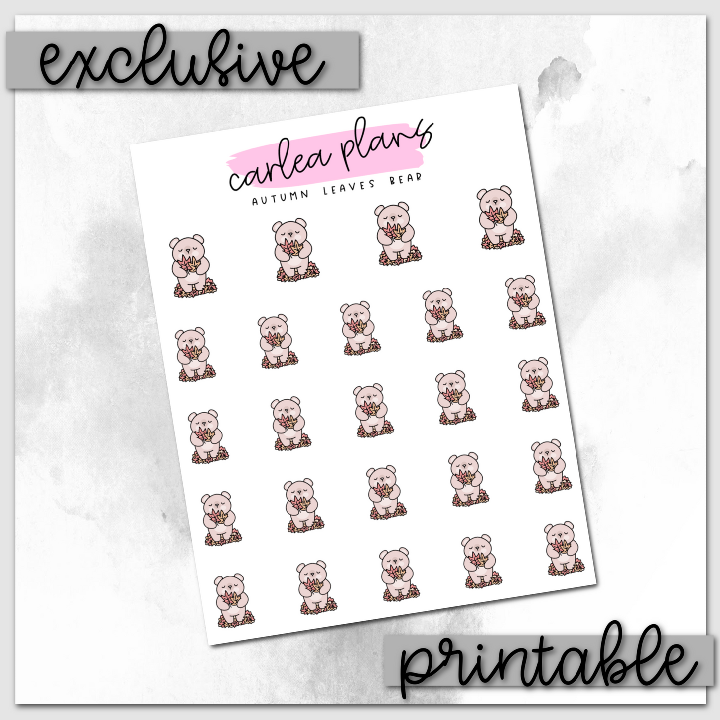 Autumn Leaves Bears | Printable Characters