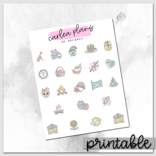 UK Holiday Icons | Printable Icons