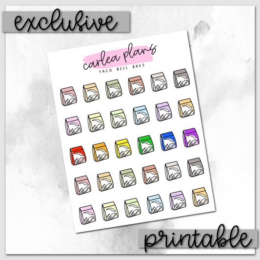 Colored Taco Bell Bag Icons | Printable Icons