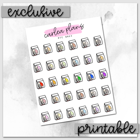 Classic KFC Bag Icons | Printable Icons