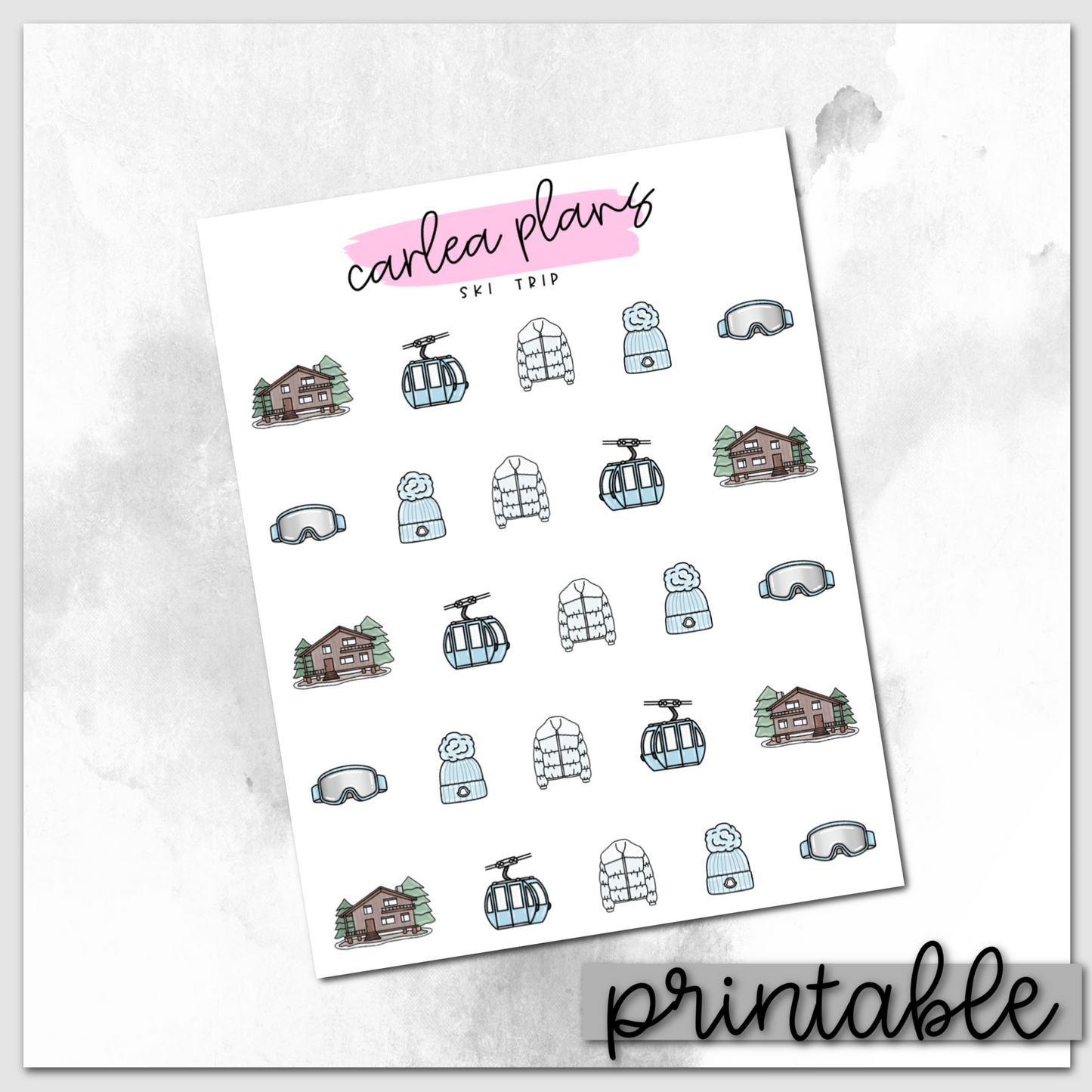 Ski Trip Icon Sampler | Printable Icons