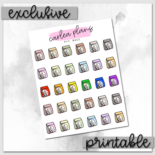 Colored KFC Bag Icons | Printable Icons