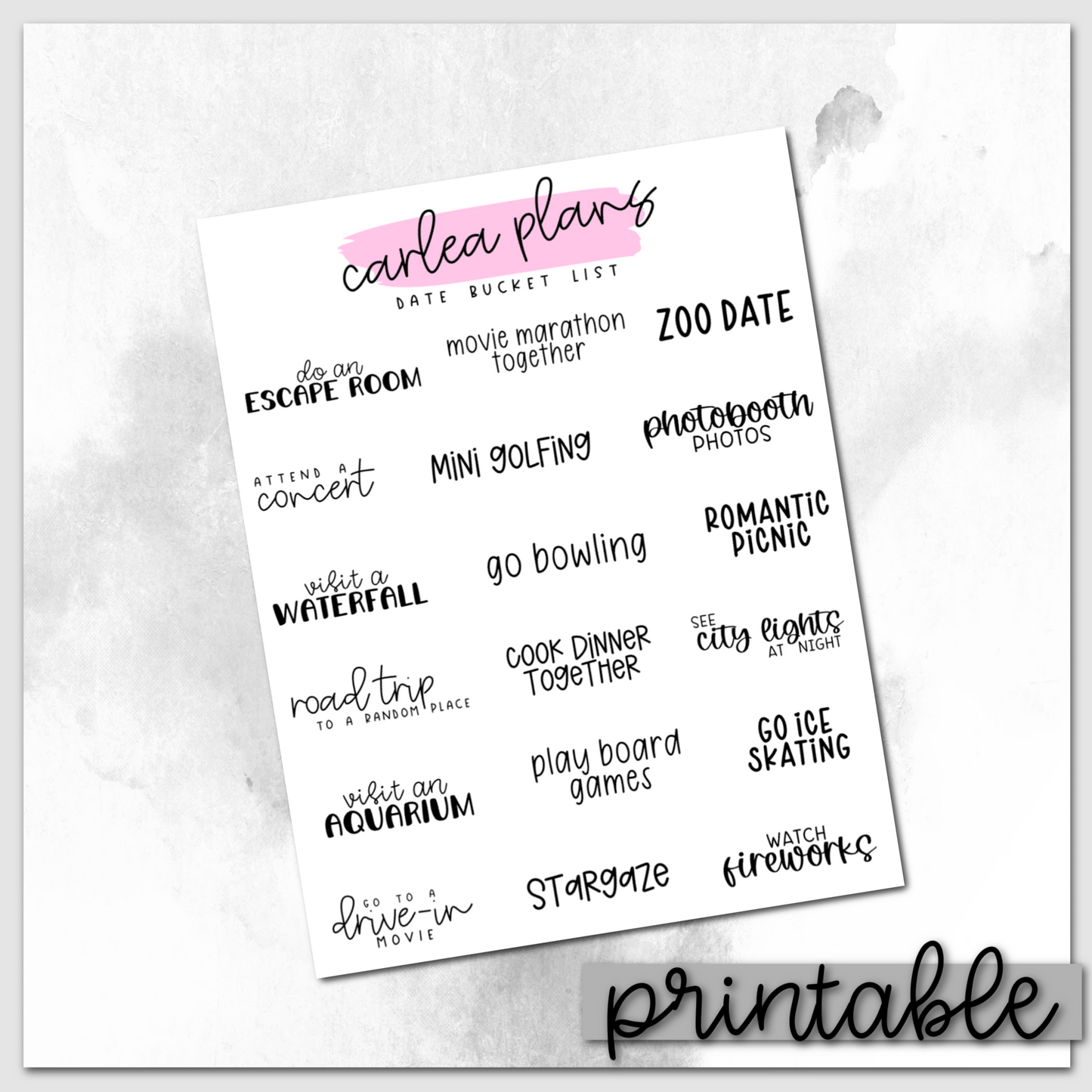 Date Bucket List Scripts | Printable Scripts