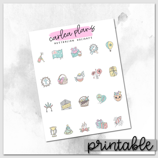 Australian Holiday Icons | Printable Icons