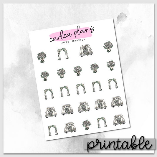 Just Married Icons | Printable Icons