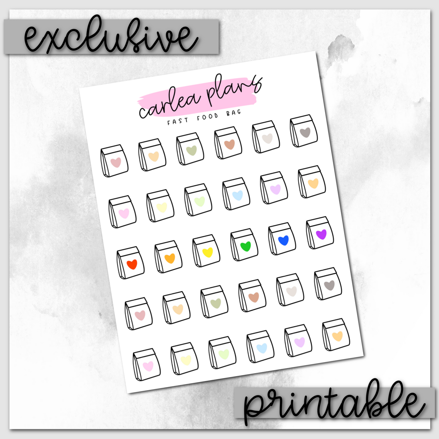 White Fast Food Bag Icons | Printable Icons