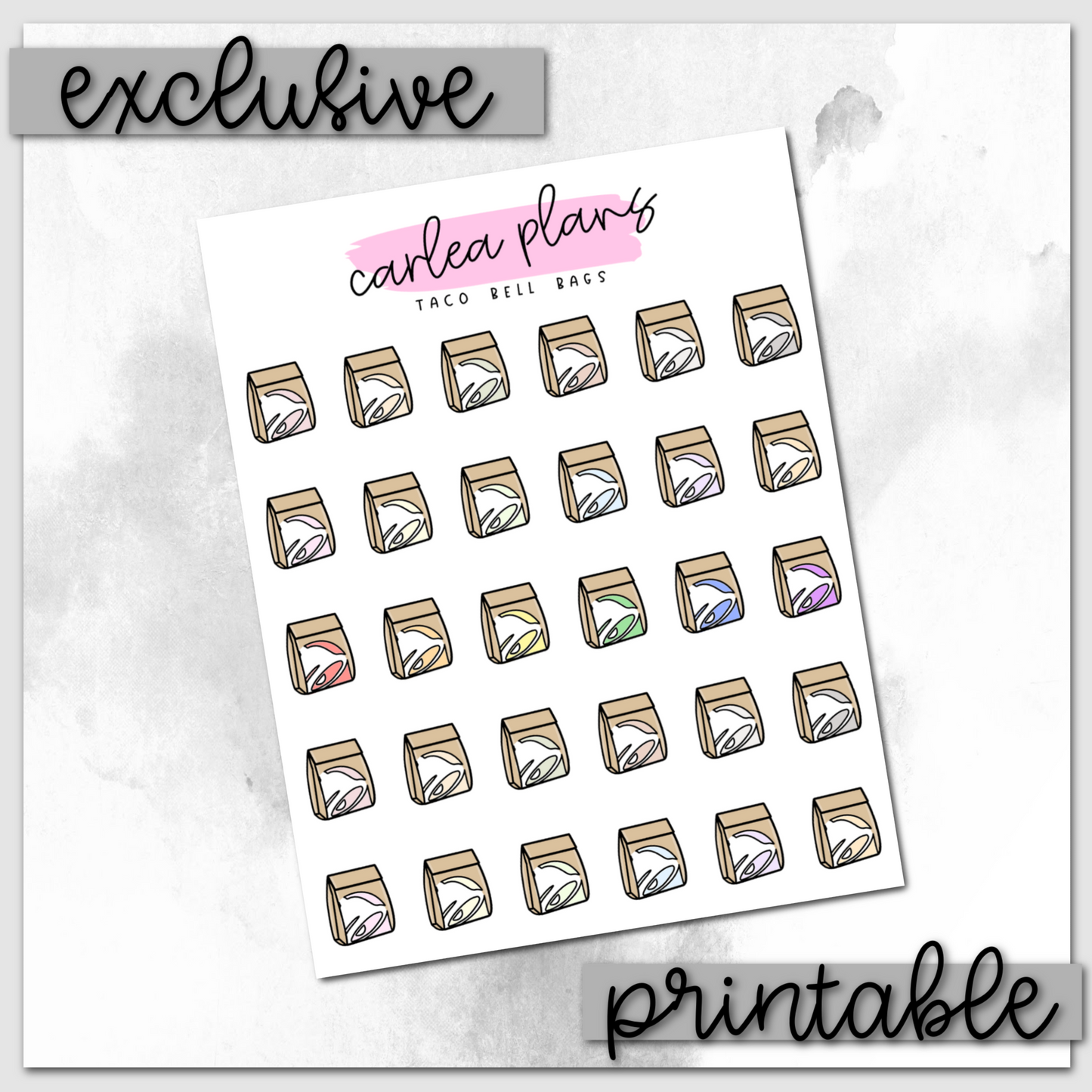 Classic Taco Bell Bag Icons | Printable Icons