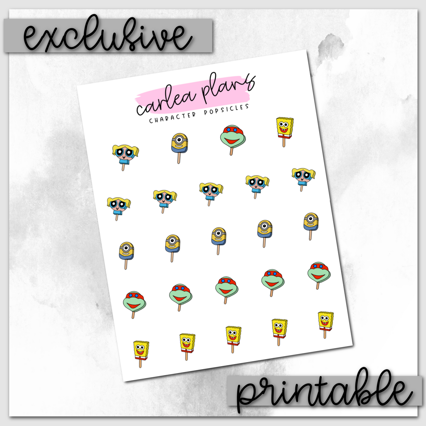 Character Popsicle Icons | Printable Icons