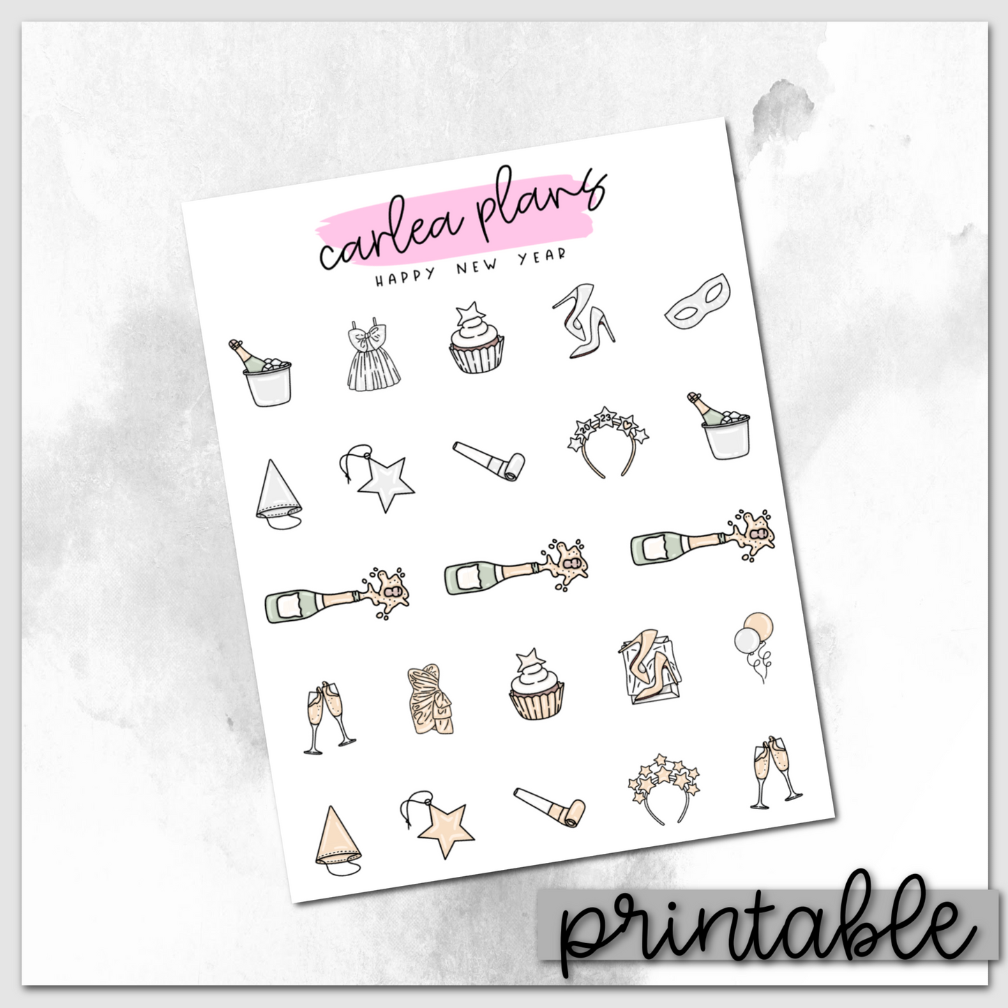 Happy New Year Sampler | Printable Icons