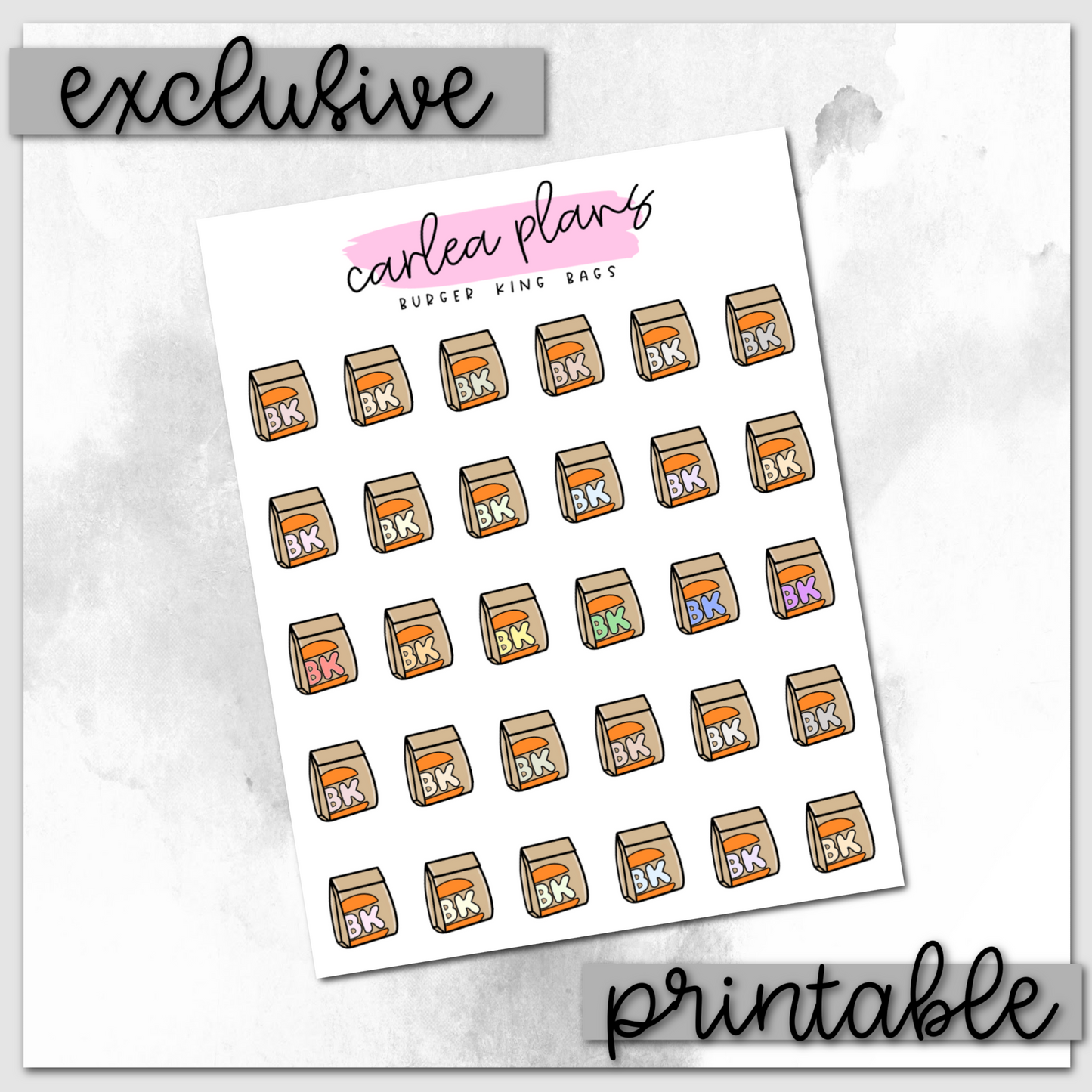 Classic BK Bag Icons | Printable Icons