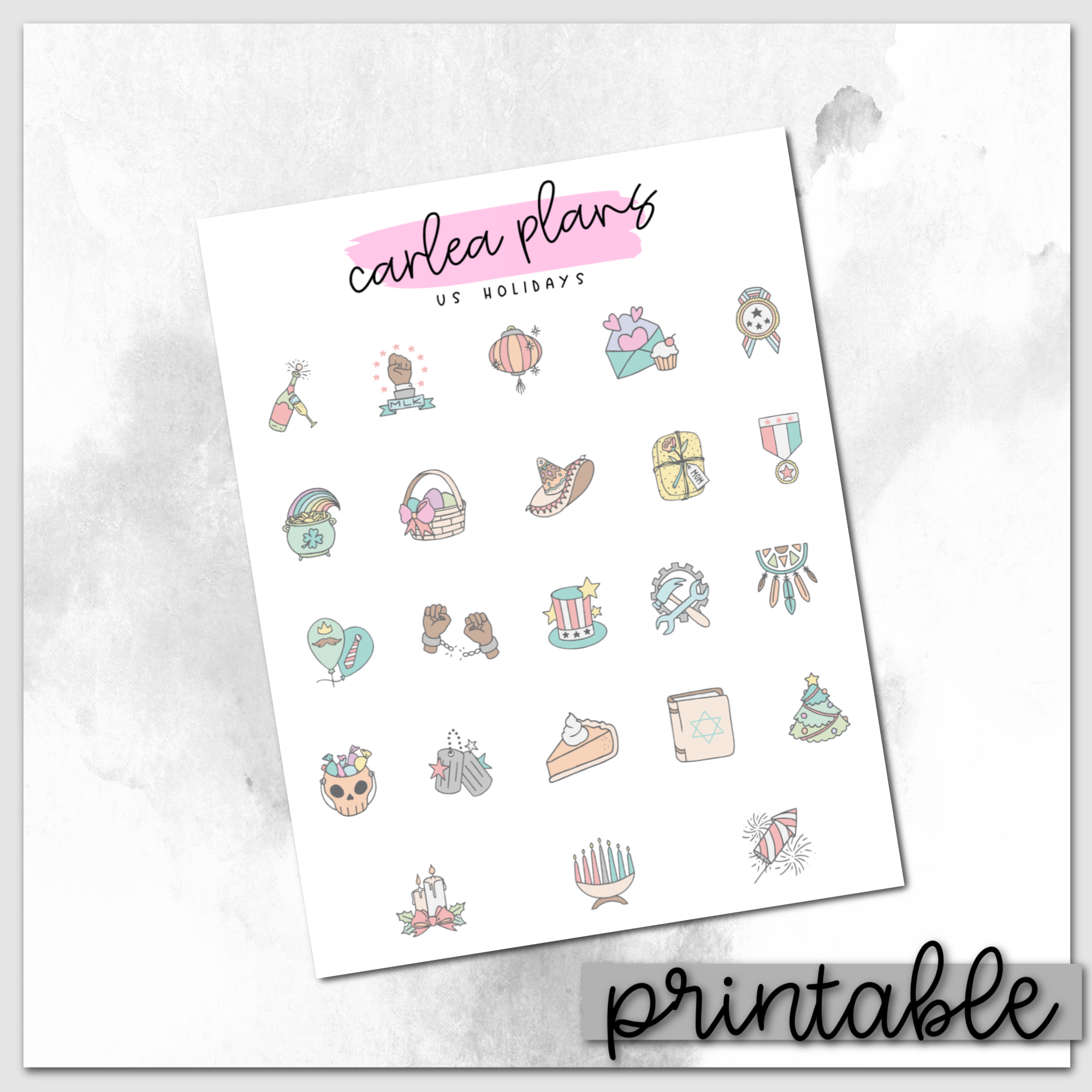 US Holiday Icons | Printable Icons – CarleaPlans