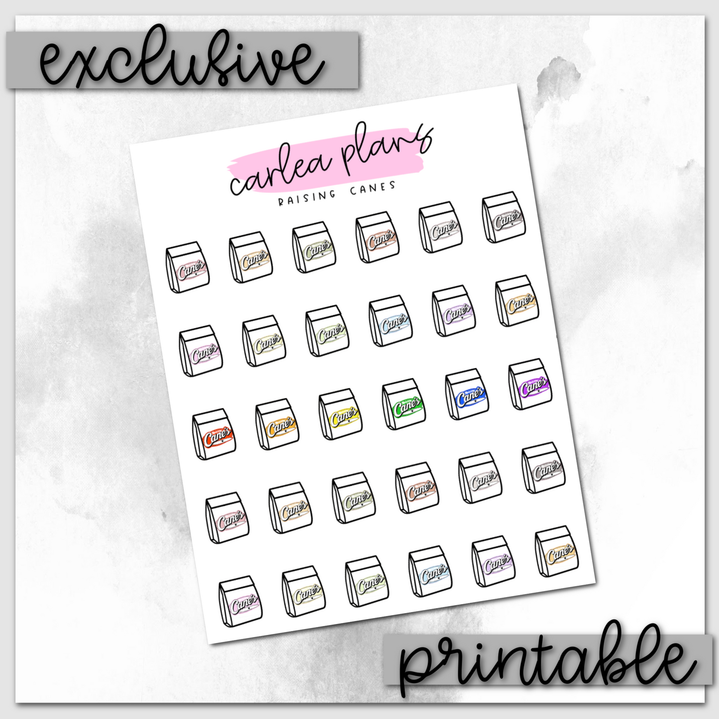 Classic Raising Canes Bag Icons | Printable Icons