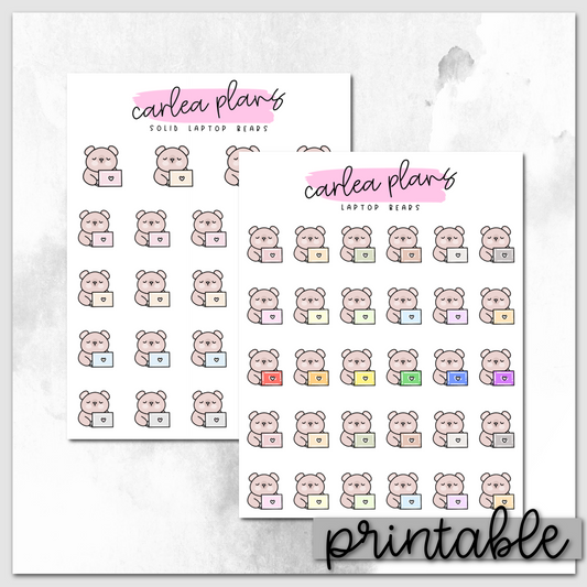 Laptop Bear Icons | Printable Characters